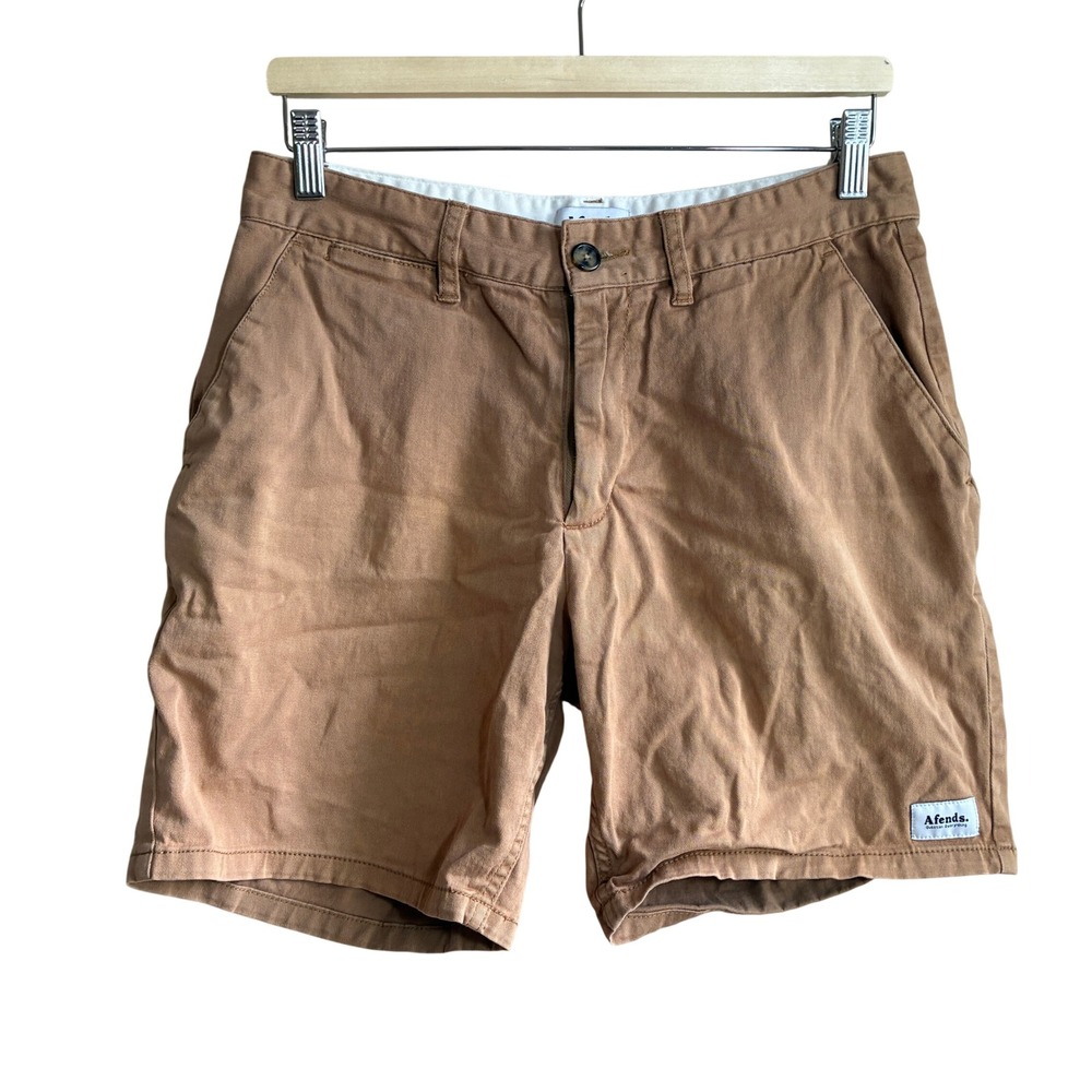 Afends Chino Twill Shorts 30 Tan Mens Cotton Stretch Casual